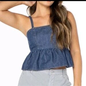 Celebrity Pink Denim Blue Peplum Camisole